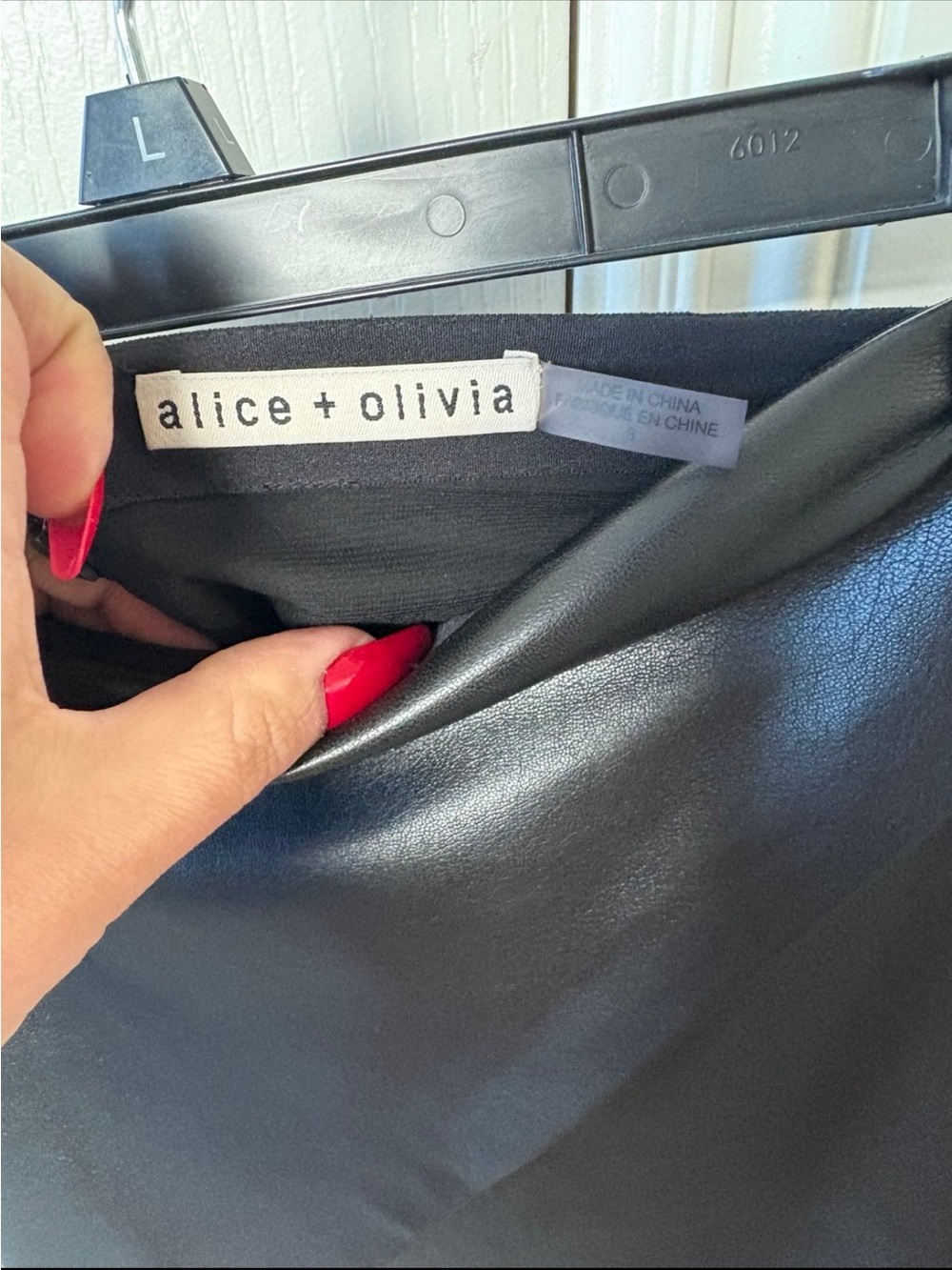 Alice + Olivia Black Faux Leather Jacket with Clean Collar